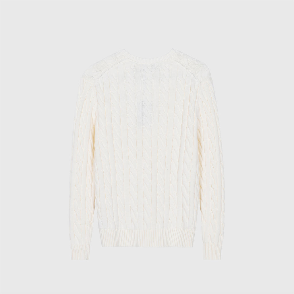 Polo Ralph Lauren Women's Men's White Cable Knit Crewneck Sweater
