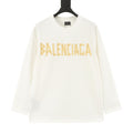 Balenciaga Masking Tape Logo Long Sleeve T-Shirt | Off-White Distressed Graphic Tee