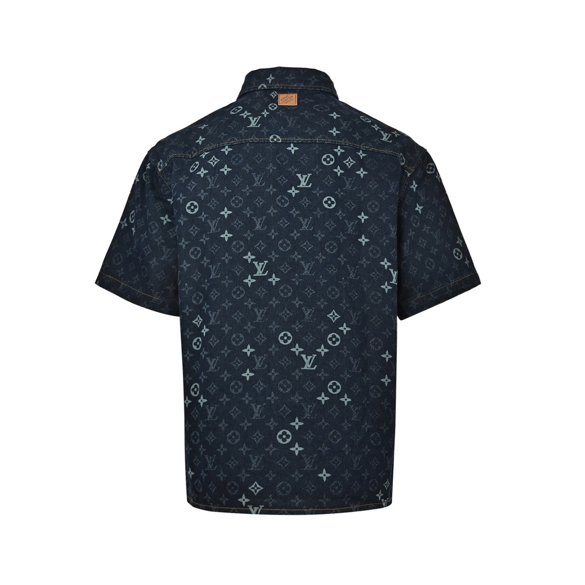 Louis Vuitton Monogram Short-Sleeve Denim Shirt in Dark Blue