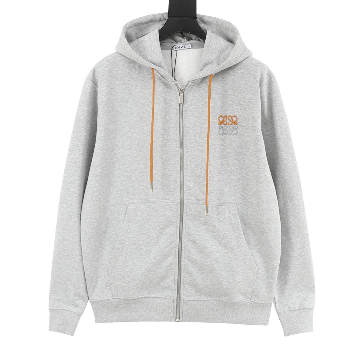 Loewe Women's Men's Light Grey Anagram Embroidered Full-Zip Hoodie