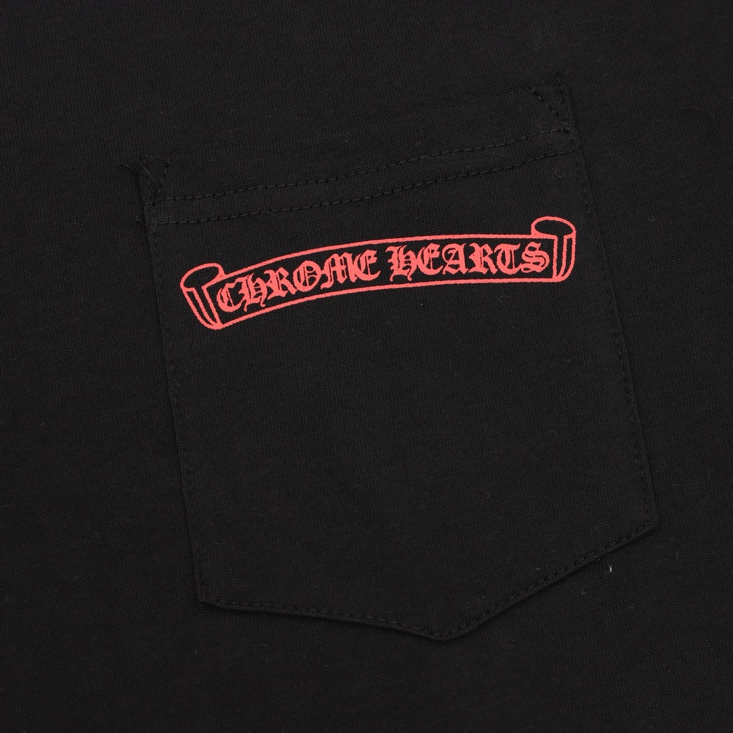 Chrome Hearts Floral Vine Sleeve Long-Sleeve Tee — Black, Red Banner Logo
