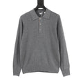 Burberry Five-Color Check Placket Wool Long Sleeve Polo Sweater | Black Relaxed Luxury Knitwear