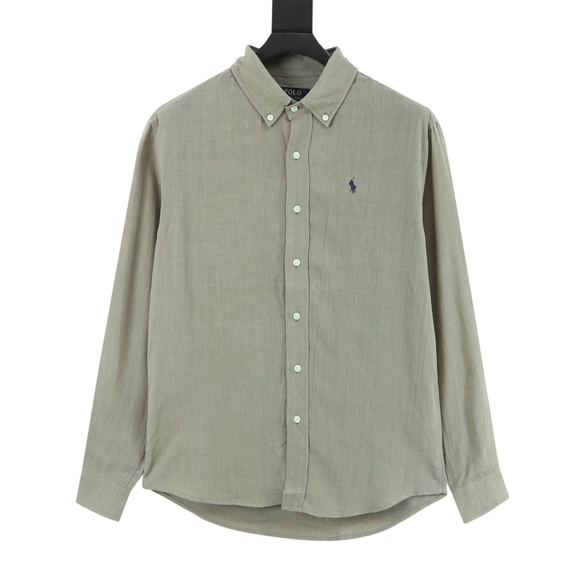 Ralph Lauren Women's Men's Light Khaki Pony Logo Long-Sleeve Linen Shirt