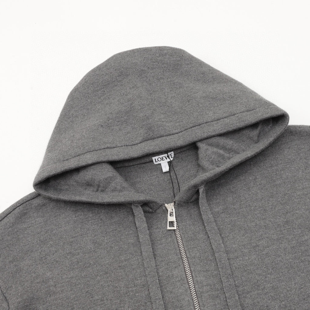 Loewe Anagram Zip-Up Hooded Knit Cardigan