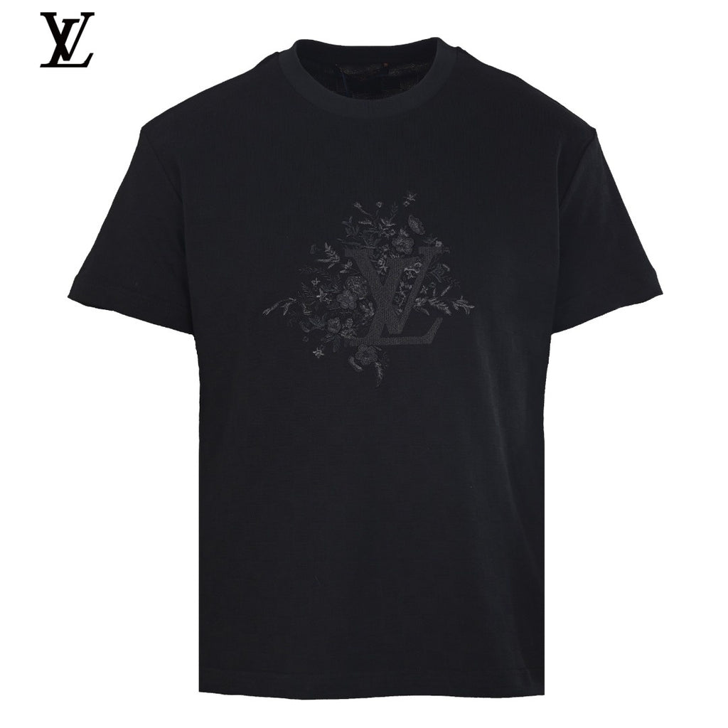 Louis Vuitton Floral Embroidery LV Logo Short-Sleeve T-Shirt