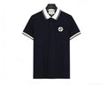 Gucci Interlocking G Patch Striped-Collar Polo Shirt in Navy