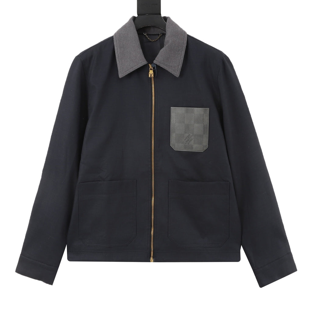 Louis Vuitton Women's Men's Navy Damier Pocket Zip-Up Jacket