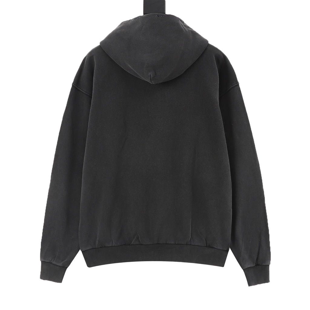 Balenciaga Women's Men's Black Paris Liberty Graphic Distressed Pullover Hoodie