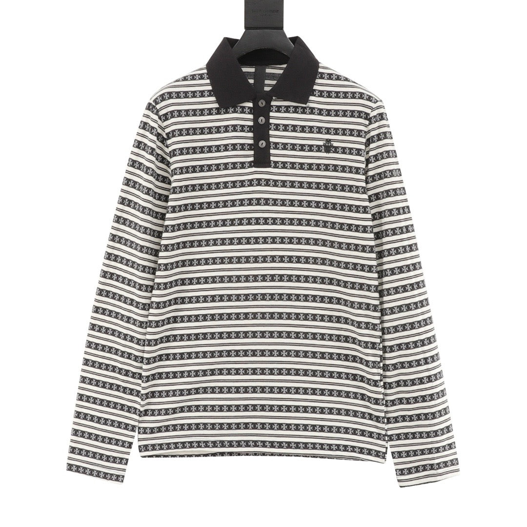 Chrome Hearts 25FW Striped Polo Long-Sleeve T-Shirt