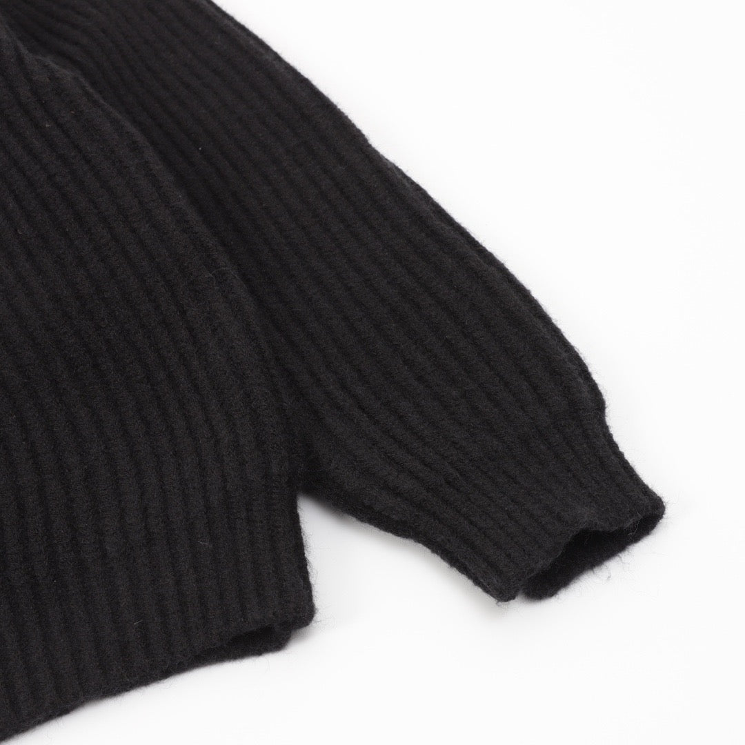 Prada Women's & Men's Black Ribbed Knit Button-Front Cardigan