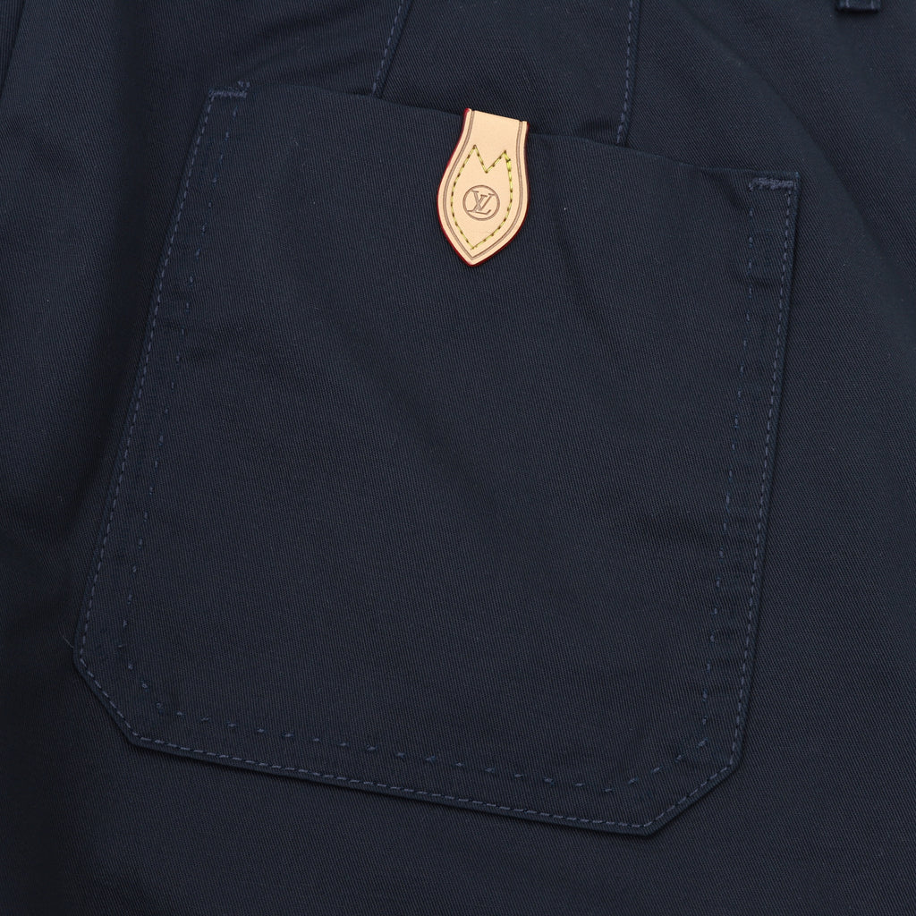 Louis Vuitton LV Leather Tag Silk-Cotton Crepe Straight-Leg Trousers