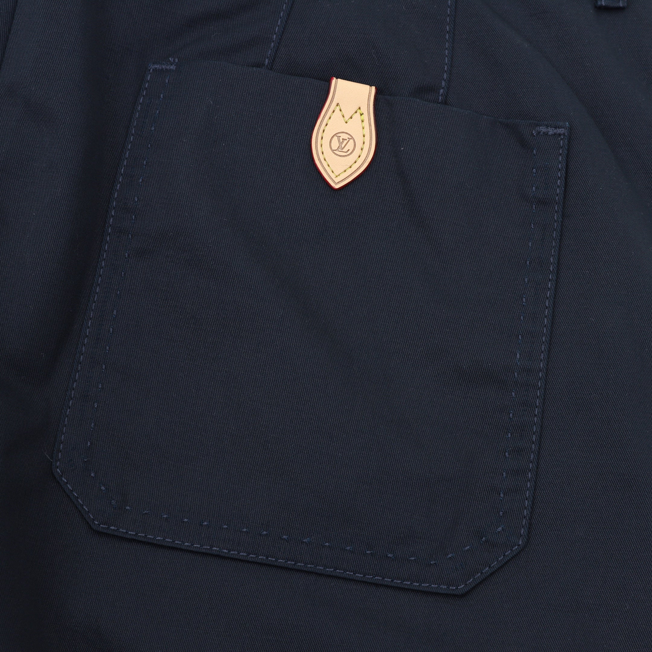 Louis Vuitton LV Leather Tag Silk-Cotton Crepe Straight-Leg Trousers