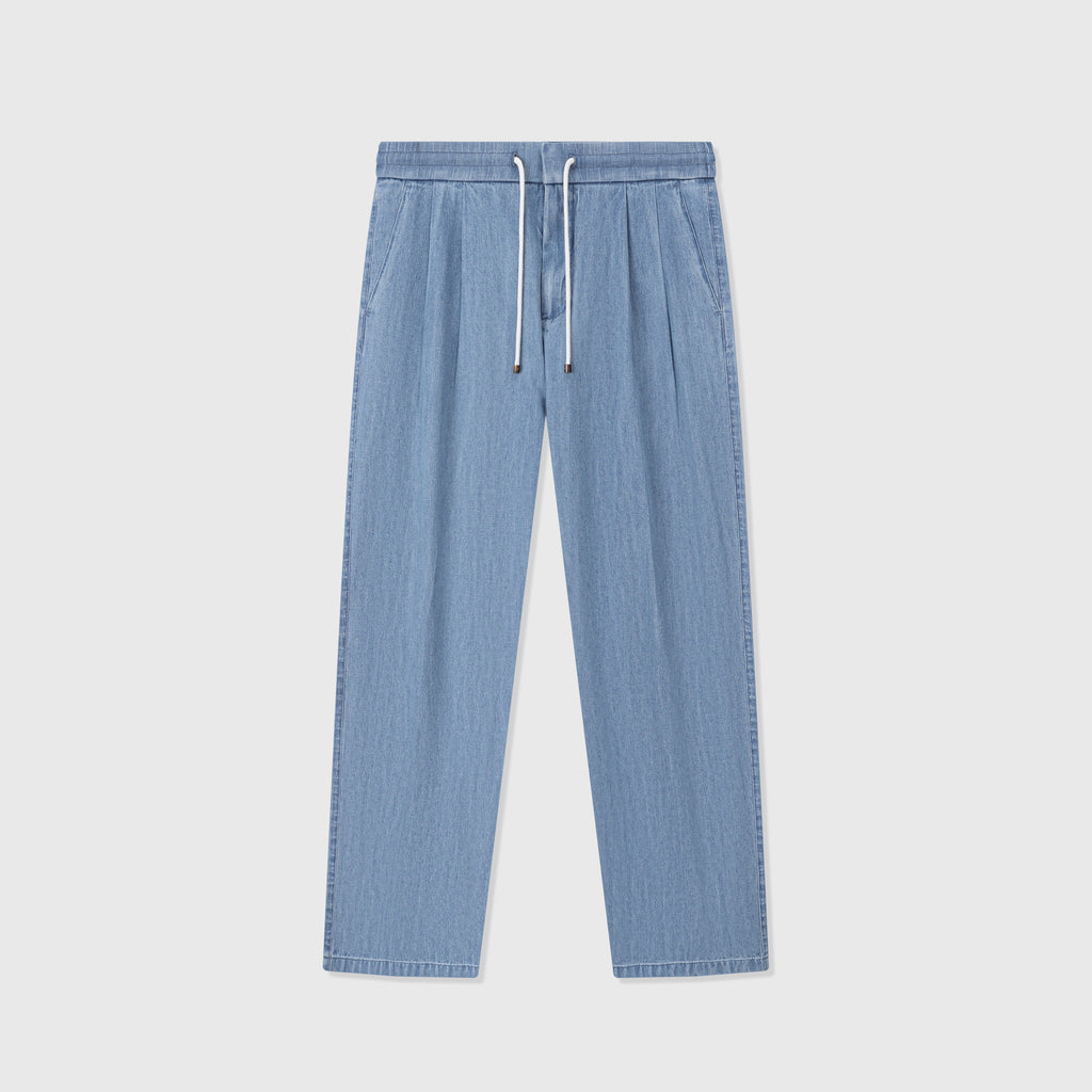 Loro Piana Light Blue Drawstring Denim Trousers | Women's & Men's Styling