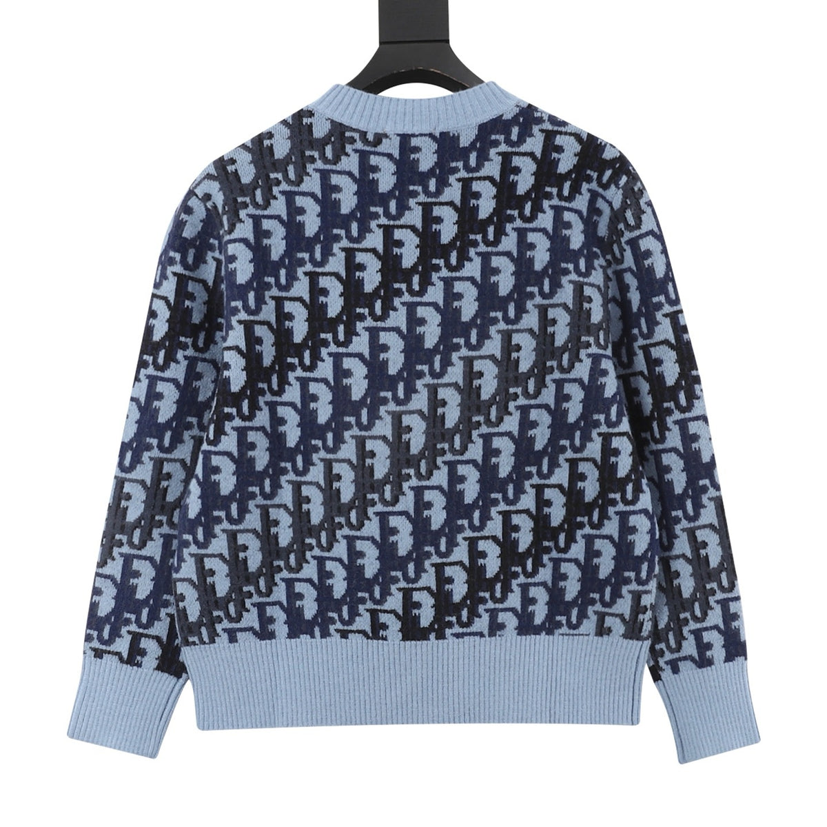Dior Women's Men's Light Blue Oblique Jacquard Crewneck Sweater