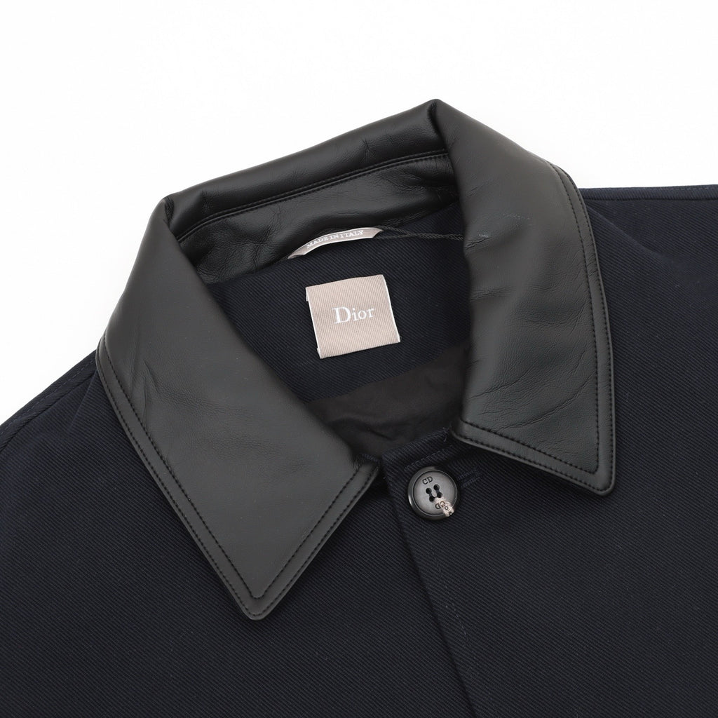 Dior CD Buckle Leather Collar Wool Jacket