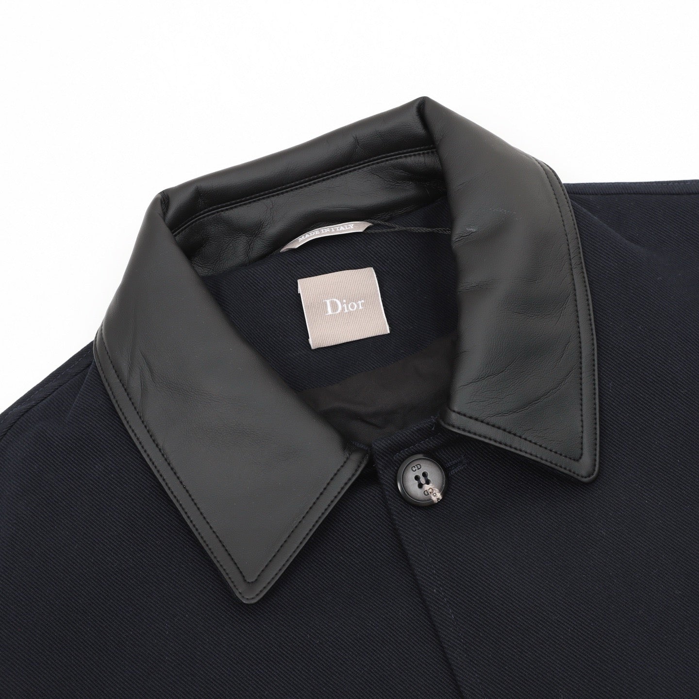 Dior CD Buckle Leather Collar Wool Jacket