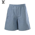 Louis Vuitton Blue Shorts with Embroidered Logo and Elastic Waist