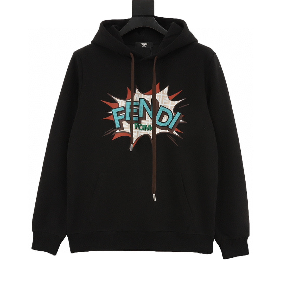 Fendi Roma Pop Art FF Monogram Burst Print Oversized Hoodie