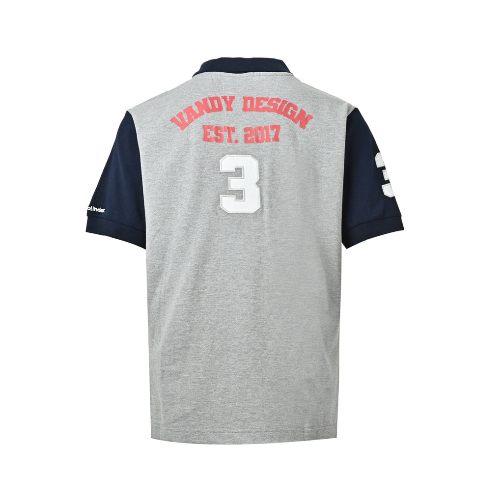 Protocol+ Grey & Navy Color-Block Horse Logo Polo Shirt