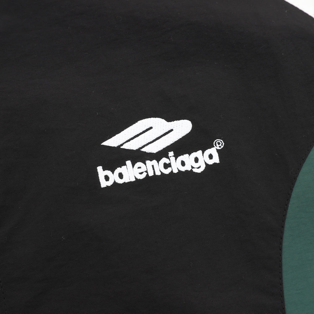 Balenciaga BLCG Sport Logo Track Jacket — Black, Geometric Panel | FW24