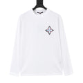 Louis Vuitton Women's Men's White Diamond Floral Print Long-Sleeve T-Shirt