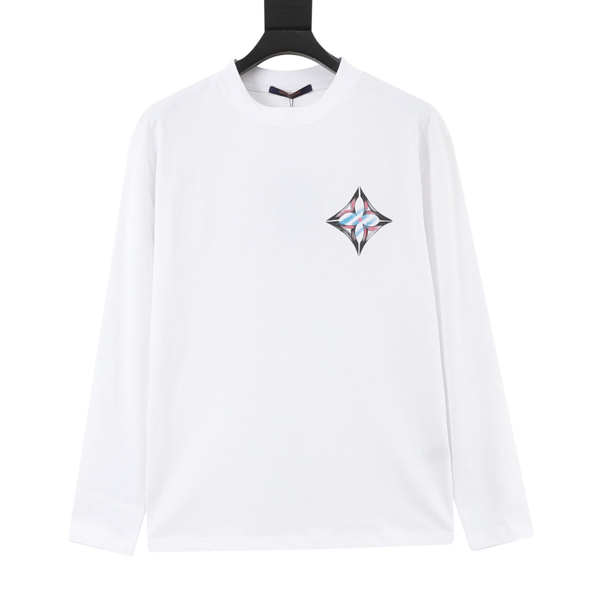Louis Vuitton Women's Men's White Diamond Floral Print Long-Sleeve T-Shirt