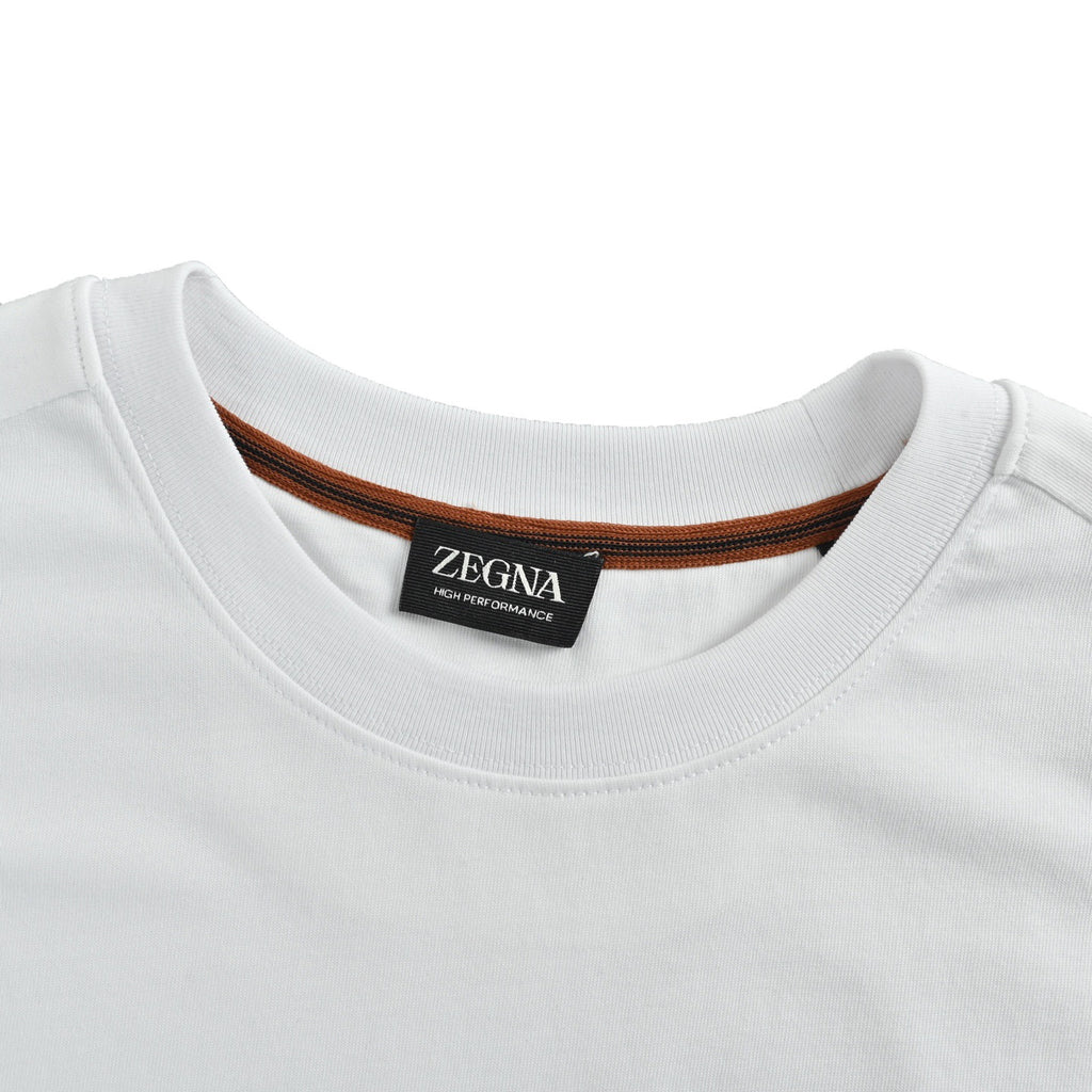 Zegna Men's White Logo Print Short-Sleeve T-Shirt