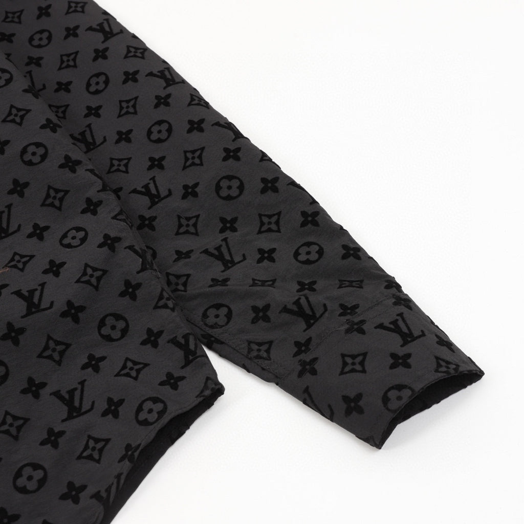 Louis Vuitton LV Monogram All-Over Flocked Long-Sleeve Shirt
