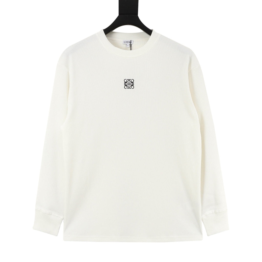 Loewe Anagram Embroidered Ribbed Long-Sleeve Top