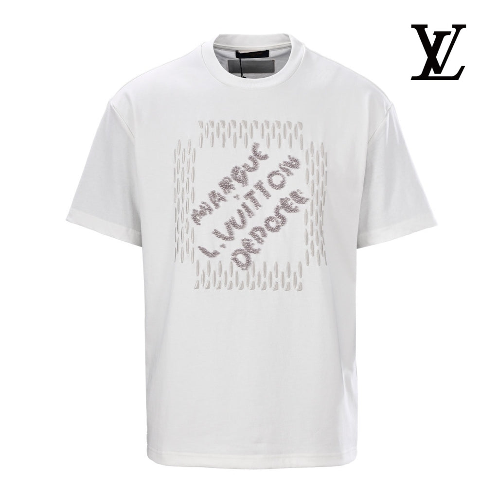 Louis Vuitton Men's White Beaded Letter T-Shirt