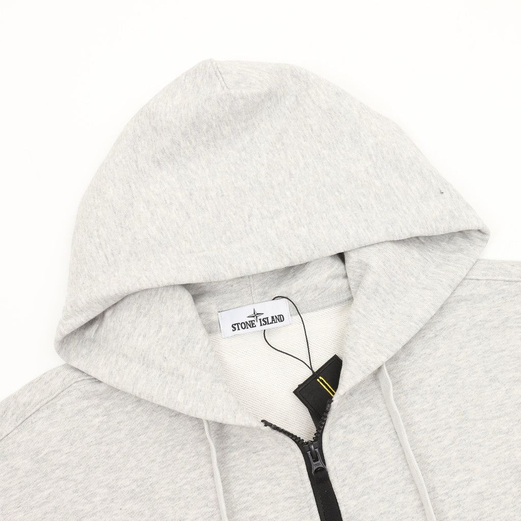 Stone Island Sleeve Patch Hooded Zip-Up Jacket | White Contrast Zip Casual Outerwear