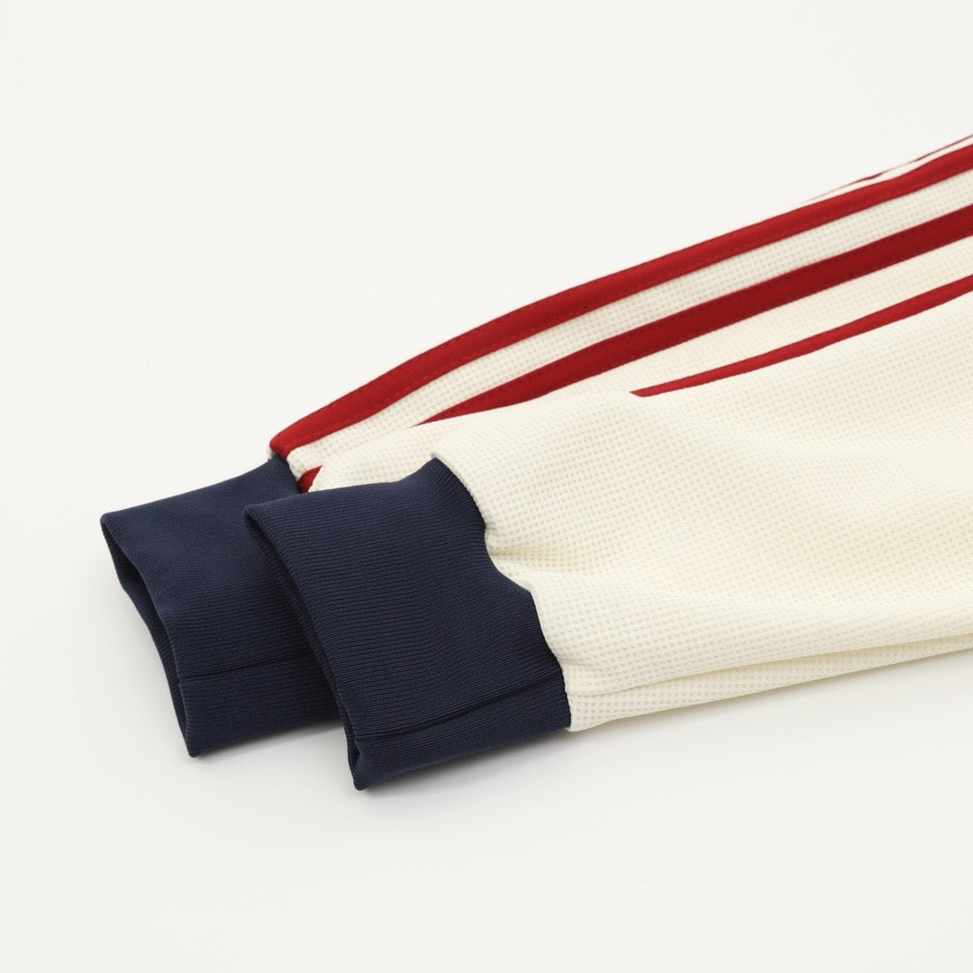 Adidas Originals American Retro Trefoil Track Jacket | Cream Burgundy Stripe Navy Trim