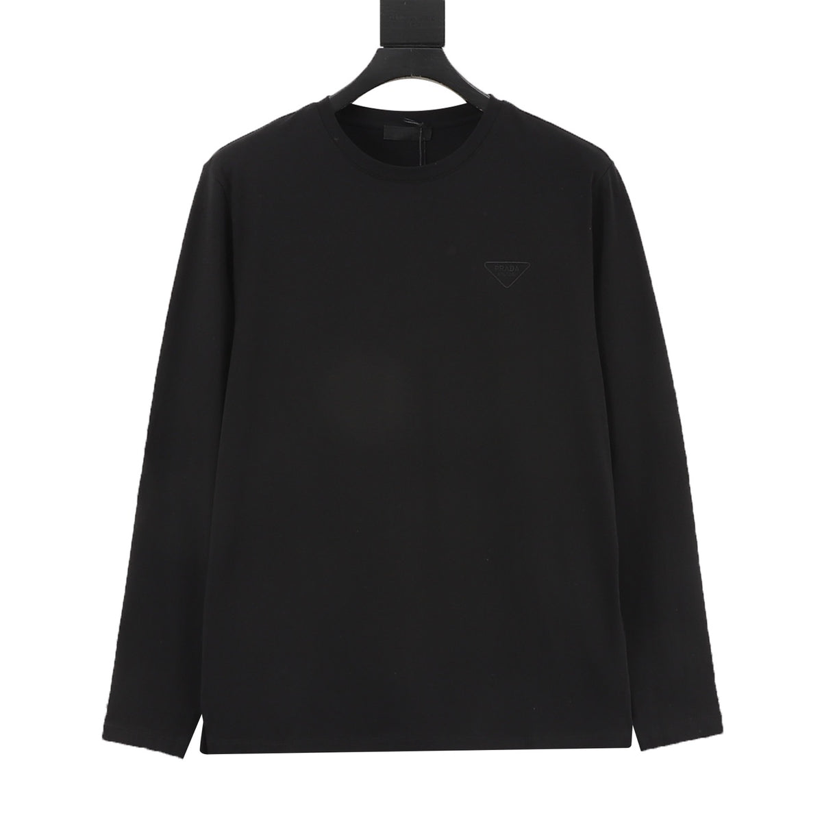 Prada Women's Men's Black Triangle Logo Crewneck Long-Sleeve T-Shirt
