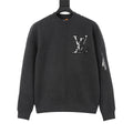 Gucci Women's Men's Dark Grey Tonal Logo Ribbed Crewneck Knit Sweater