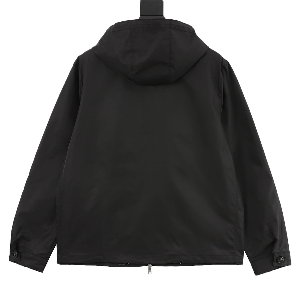 Prada Re-Nylon Triangle Logo Plaque Zip-Pocket Hooded Jacket