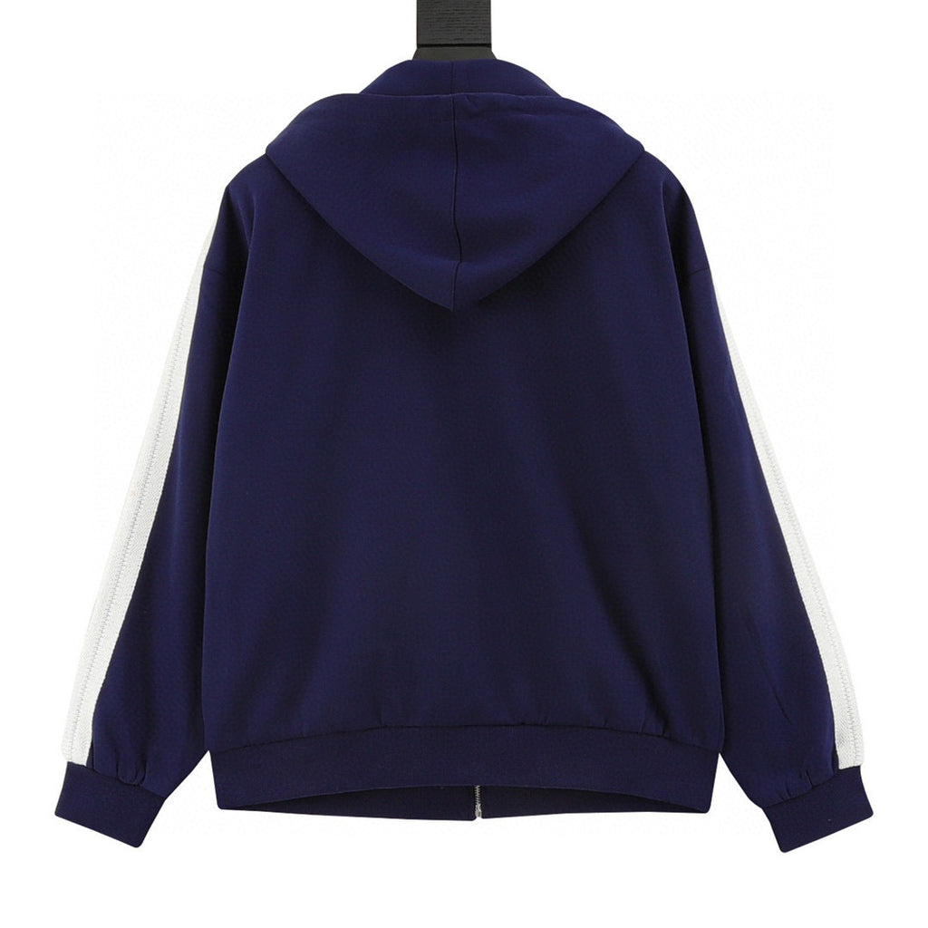 Loewe Anagram Logo Embroidered Contrast Sleeve Zip-Up Hoodie