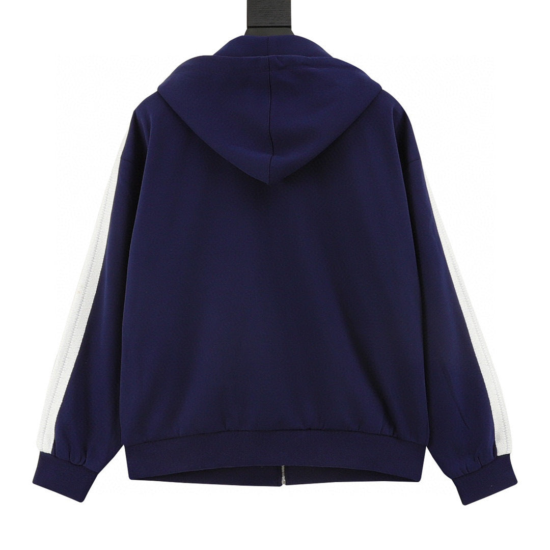 Loewe Anagram Logo Embroidered Contrast Sleeve Zip-Up Hoodie