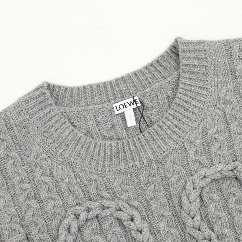 Loewe Oversized Anagram Cable Knit Crew Neck Sweater