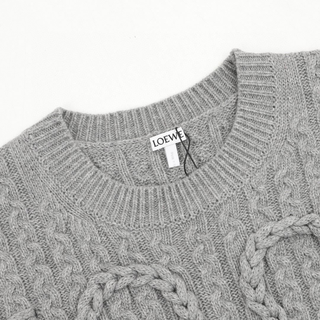 Loewe Oversized Anagram Cable Knit Crew Neck Sweater