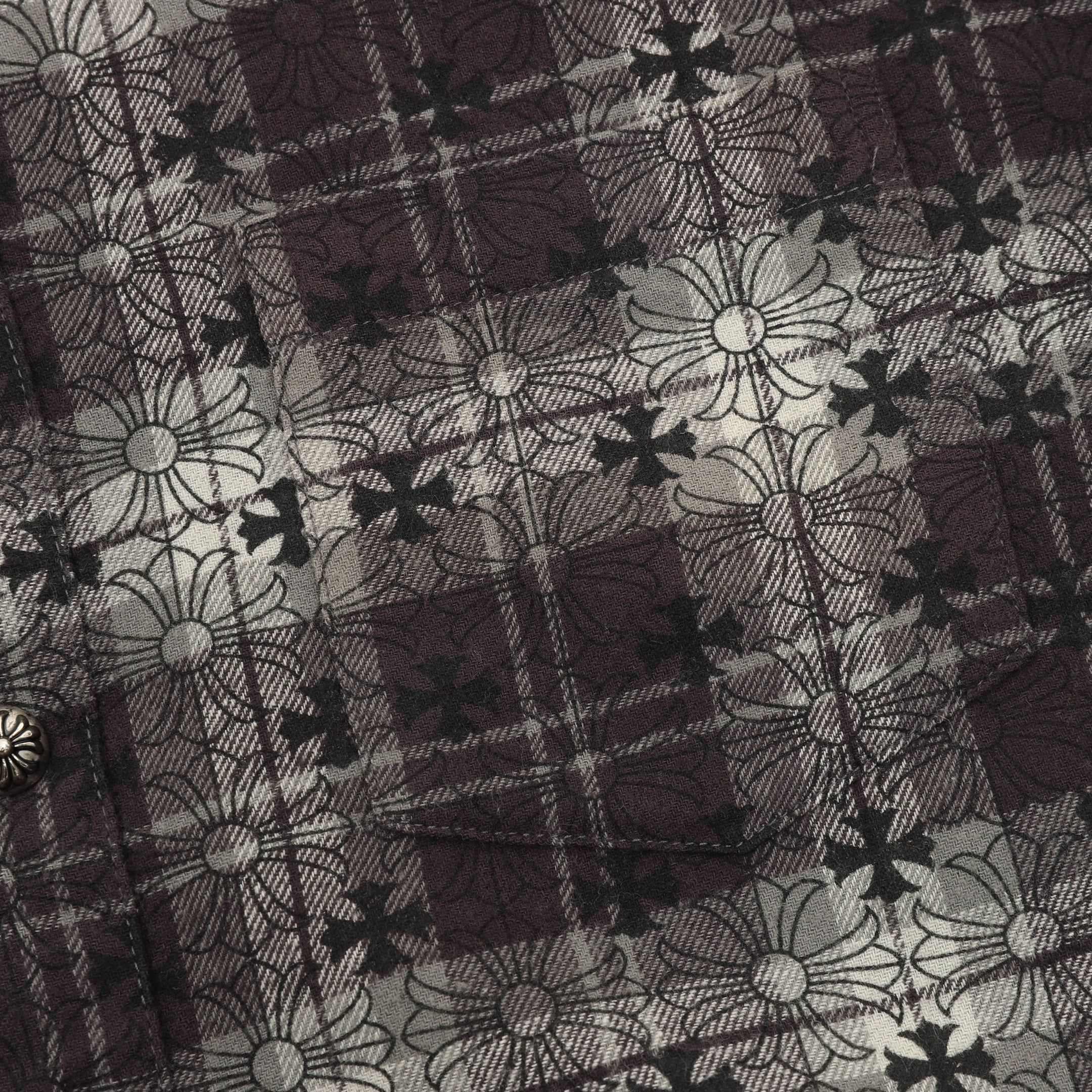 Chrome Hearts All-Over Plaid Cross Long-Sleeve Shirt