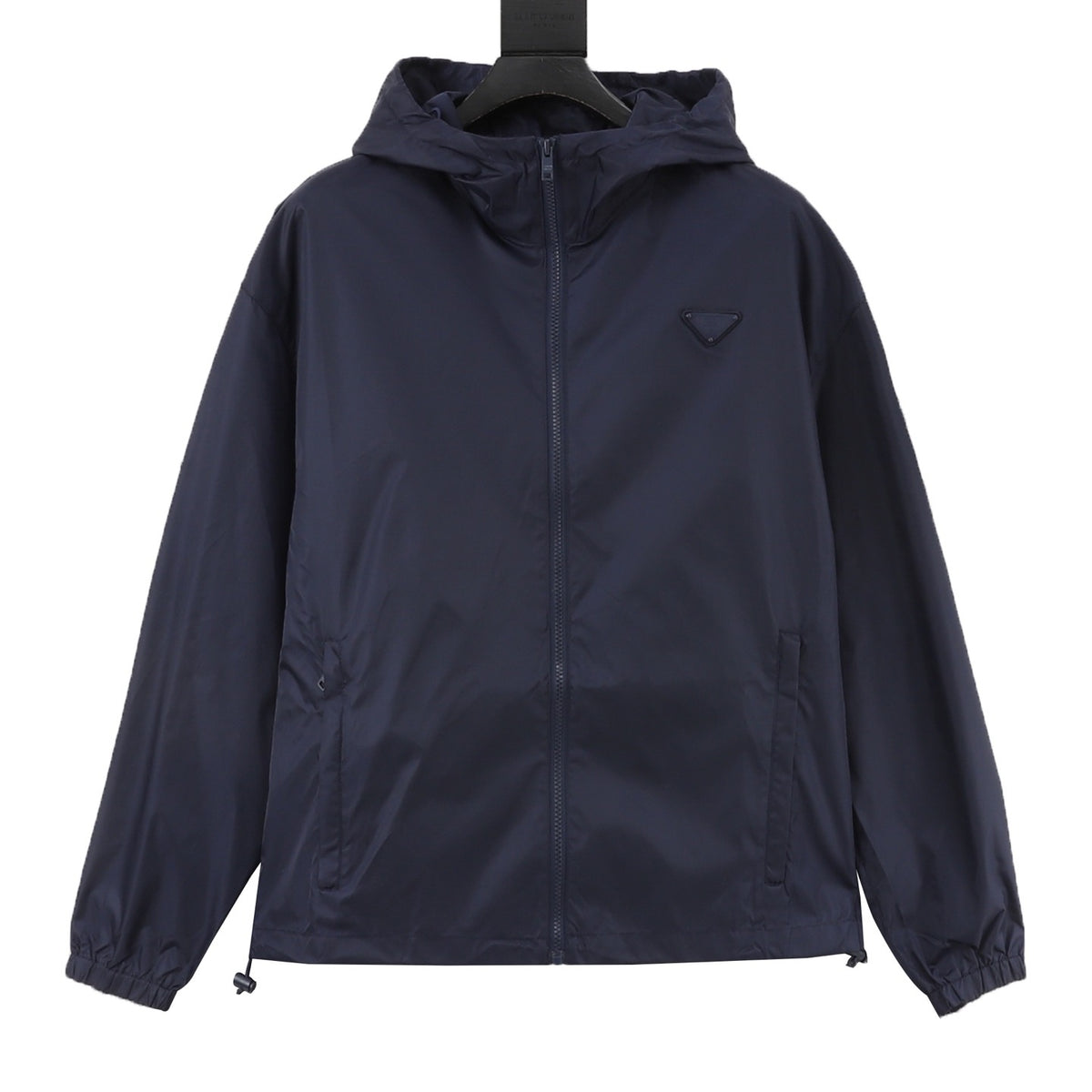 Prada Women's & Men's Navy Triangle Logo Hooded Windbreaker