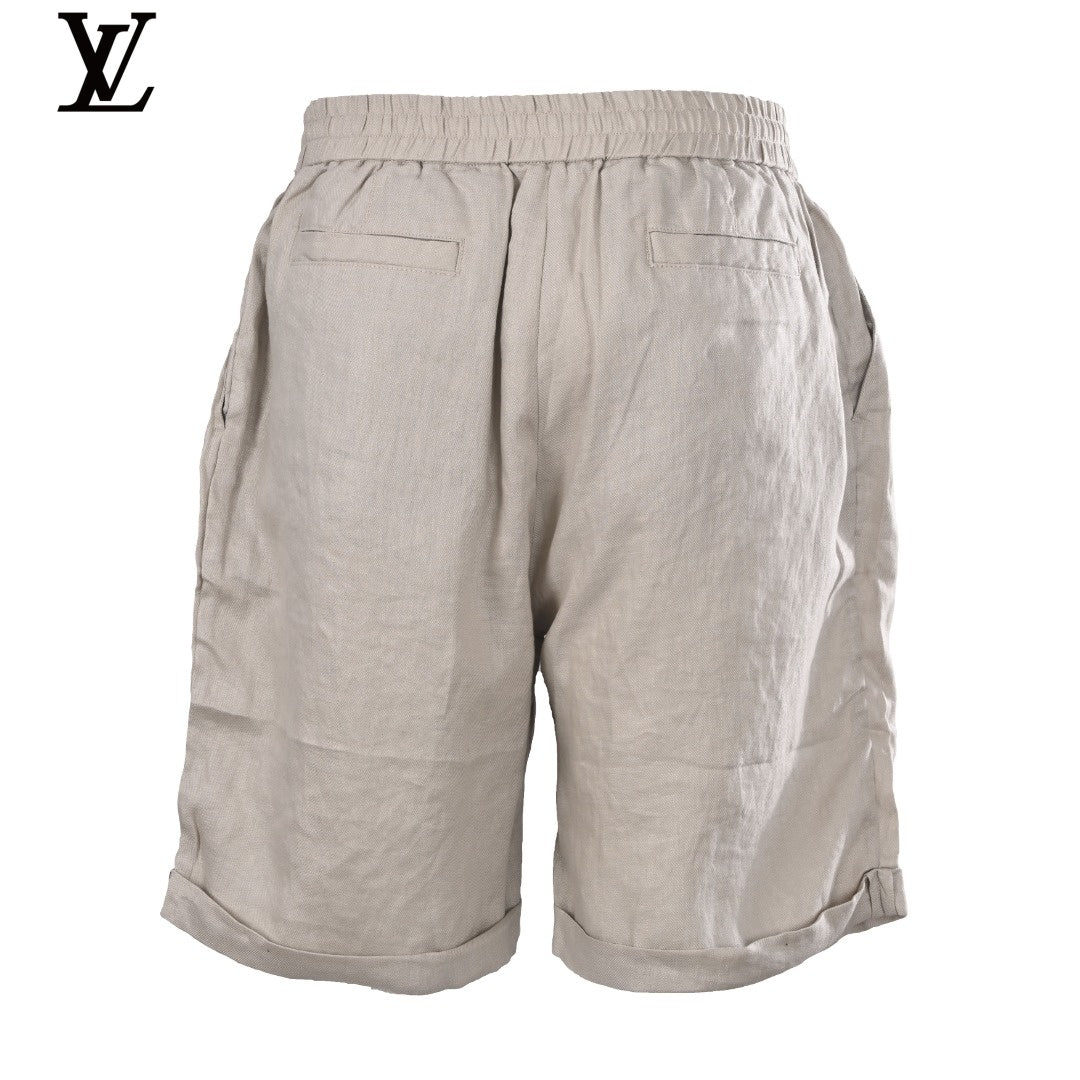 Louis Vuitton Men's Beige Linen Drawstring Shorts