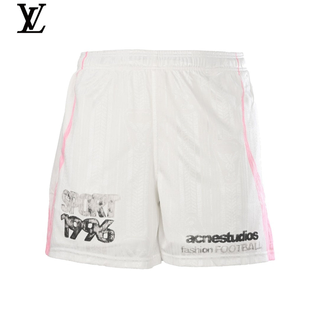 Acne Studios Men's White Pink Stripe Football Shorts