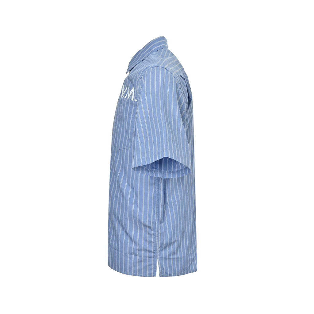 Louis Vuitton Striped LVM Print Short-Sleeve Shirt in Blue
