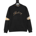Burberry Women's Men's Black Script Logo Check-Panel Crewneck Sweatshirt