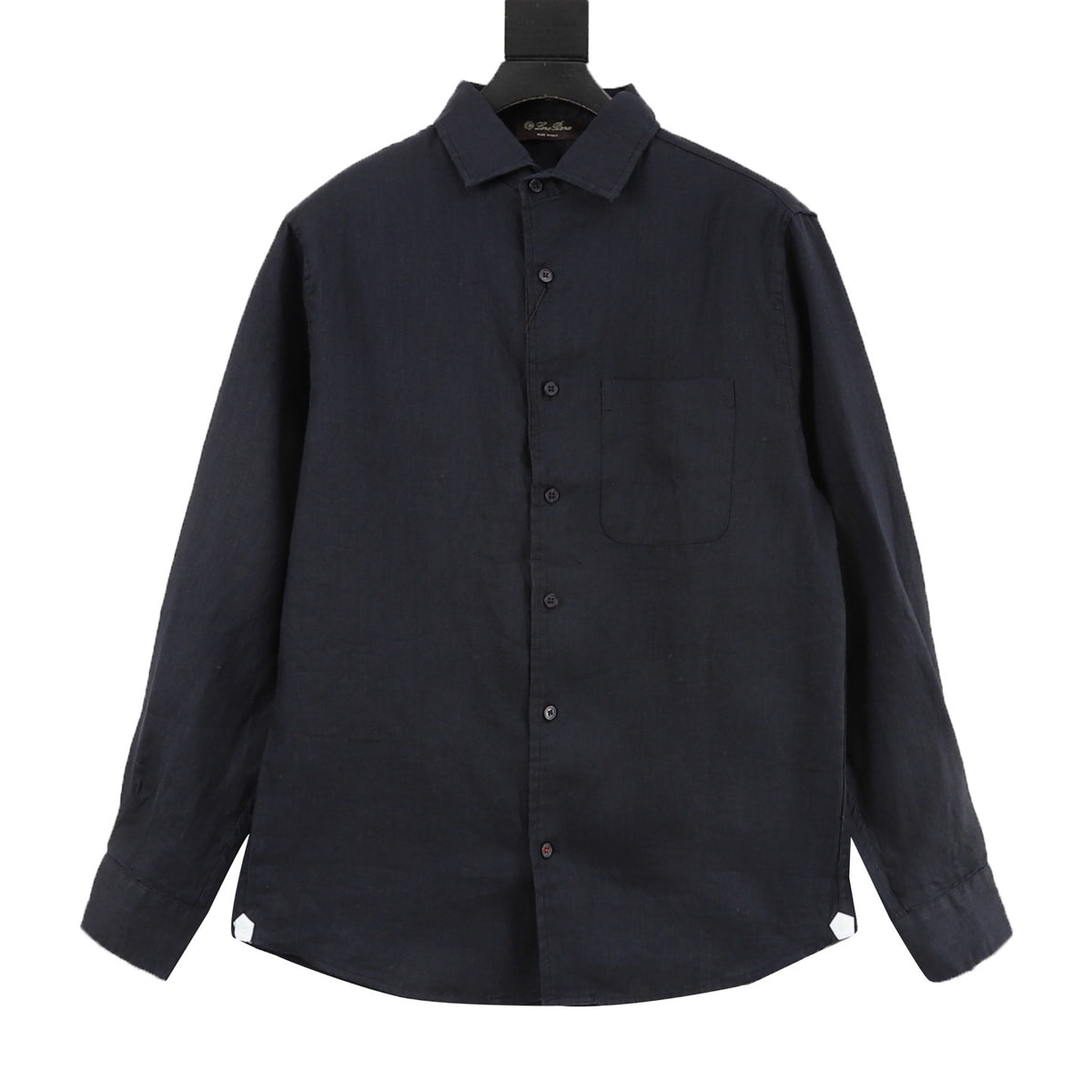 Loro Piana Women's Men's Navy Linen Long-Sleeve Shirt