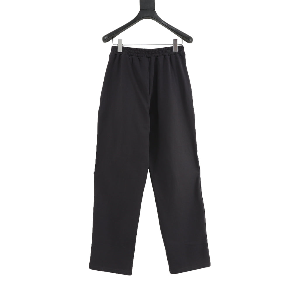 Balenciaga Paris Cursive Script Embroidered Wide-Leg Track Pants