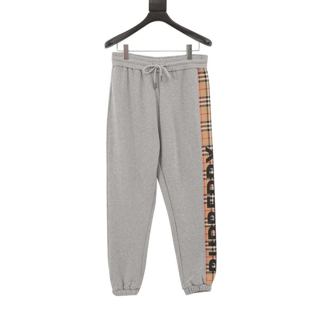 Burberry Women's Men's Grey Side Check Logo Jogger Pants