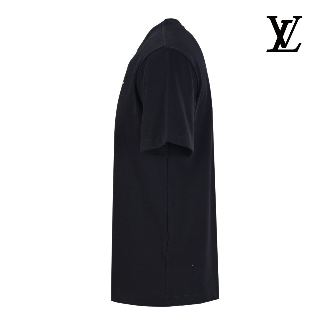 Louis Vuitton Men's Black Plain Short Sleeve T-Shirt