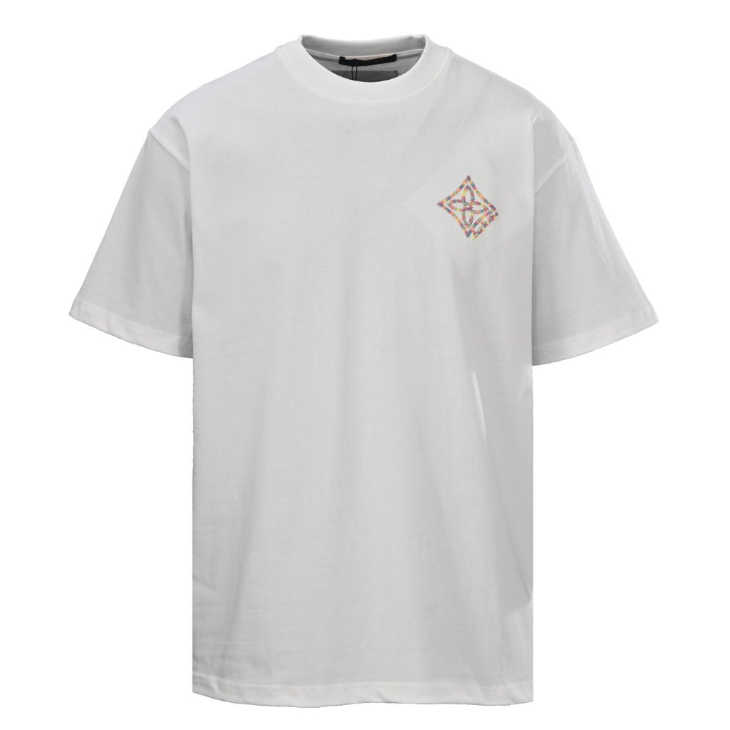 Louis Vuitton Multicolor Diamond Monogram Short-Sleeve T-Shirt in White